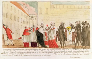 Caricatura del entierro del clero tras la nacionalización de los bienes de la Iglesia, 1789
